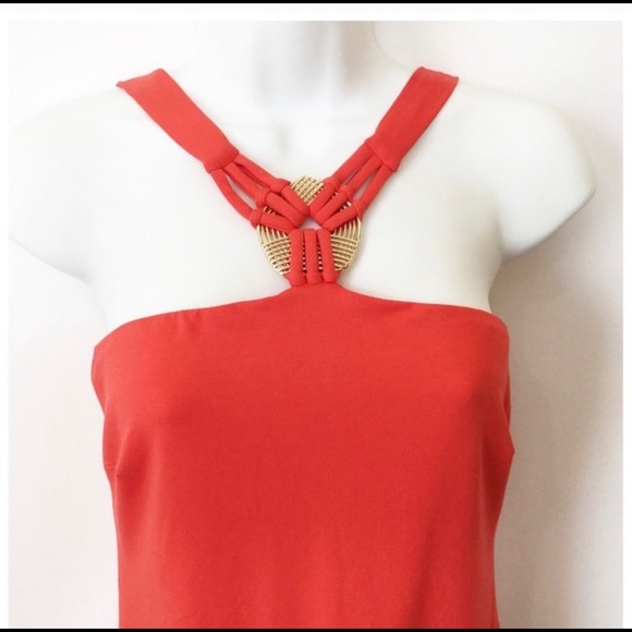 Large NWT Cache Orange Halter Romper Summer Dress - Picture 2 of 3